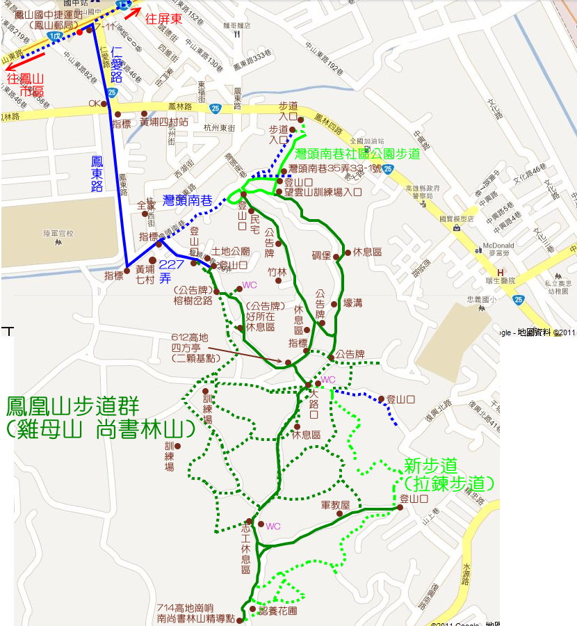 深圳凤凰山徒步路线图图片